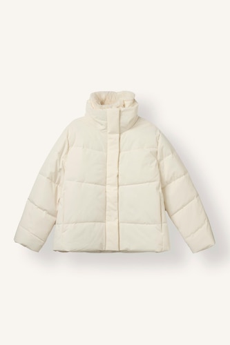 Regular Fit Faux Fur Collar Polo Zip-Up Puffer Jacket