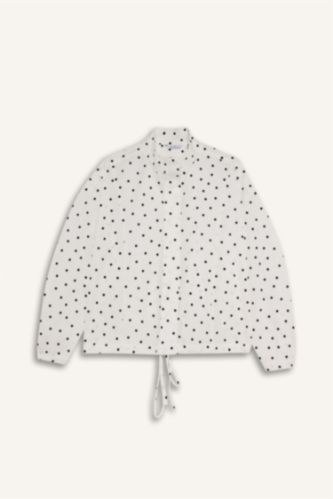 تونيك كم طويل منقط بوبلين قصة عادية