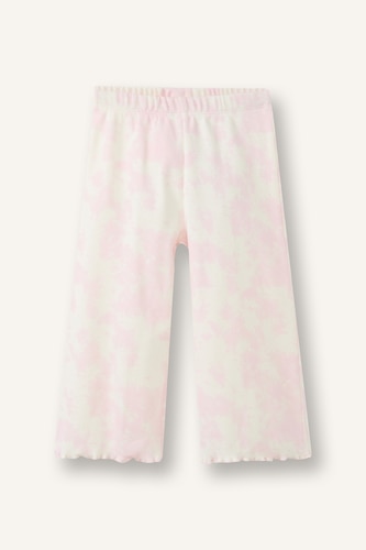 Baby Girl Wide Leg Batik Ribbed Knit Trousers