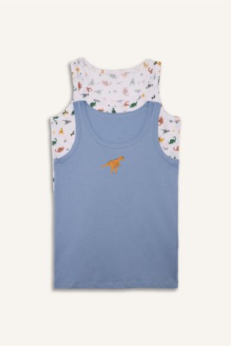 Boys & Teens White Boy 2 piece Regular Fit Animal Tank Top