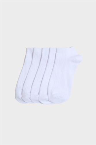 Kadın Beyaz Kadın 5'li Pamuklu Patik Çorap
