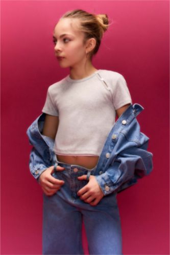 GIRLS & TEENS Light Grey Melange Girl Ribbed Camisole T-Shirt