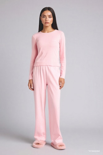 %100 Pamuk Regular Fıt Uzun Kollu Pijama Takımı