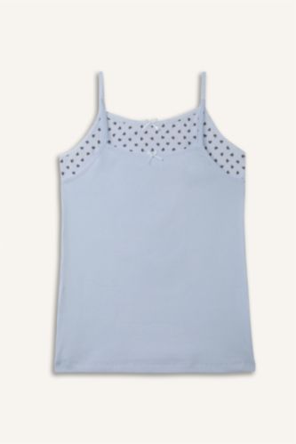 Kız Çocuk - Genç Kız Açık Mavi Kalp Desenli 2'li Atlet Kız Çocuk