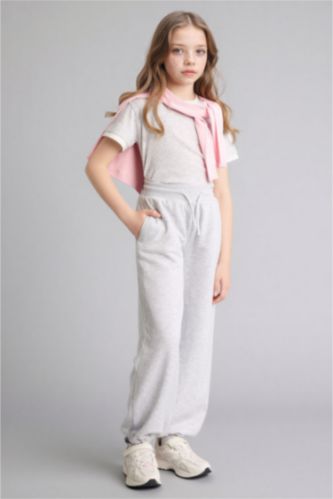 بنات ميلانج رمادي فاتح بنطلون بناتي