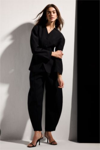 نساء أسود High Waist Balloon Fit Trousers