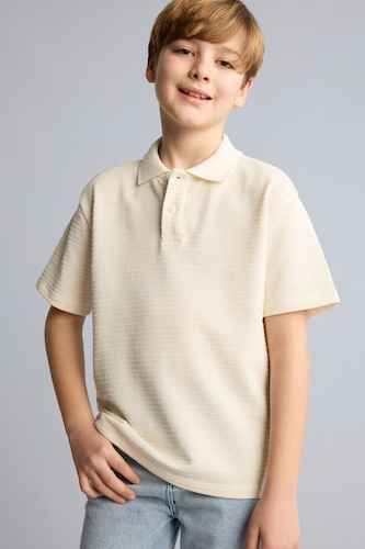 Young Boys - Teen Boys White Oversize Fit Short Sleeve Polo T-Shirt