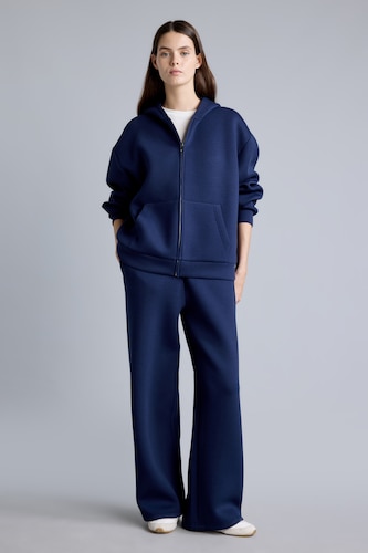 Women NAVY Relax Fit Scuba Fabric Trousers