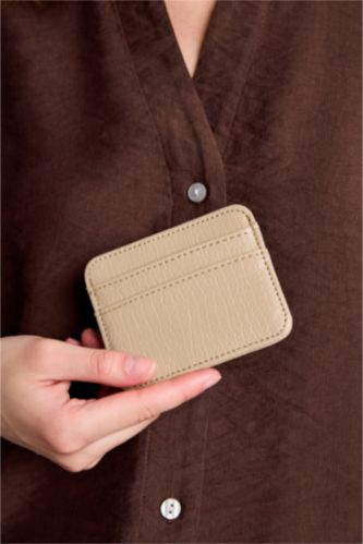 FEMME Beige Porte-cartes en simili cuir pour femme