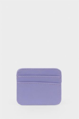 نساء أرجواني Woman Faux Leather Business Card Wallet
