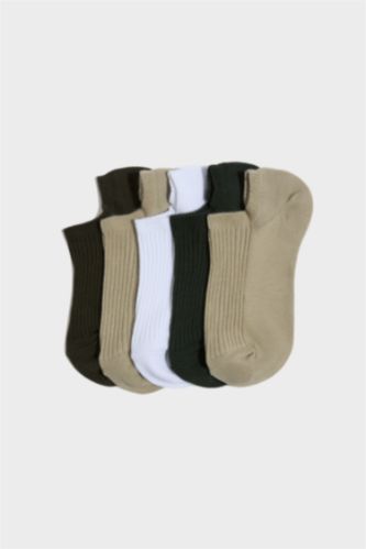 Kadın Yeşil Kadın Rahat Lastikli 5'li Pamuklu Sneaker Çorap