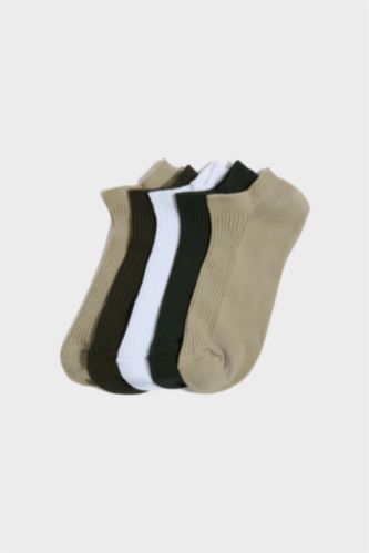 Kadın Yeşil Kadın Rahat Lastikli 5'li Pamuklu Patik Çorap