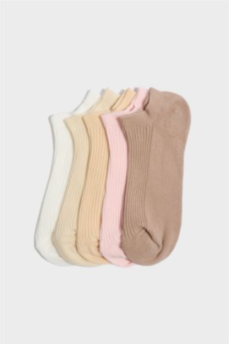 Kadın Açık Pembe Kadın Rahat Lastikli 5'li Pamuklu Patik Çorap