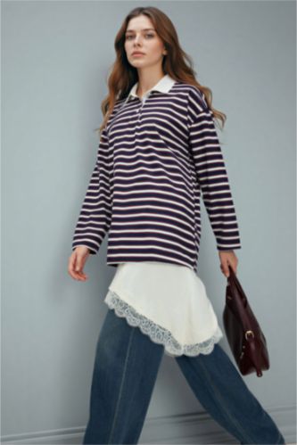 Kadın Ekru Regular Fıt V Yaka Saten Kısa Kollu Tunik