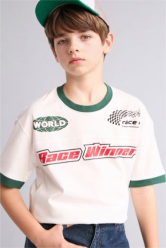 Erkek Çocuk - Genç Erkek Beyaz Oversize Kısa kollu Tişört Erkek Çocuk