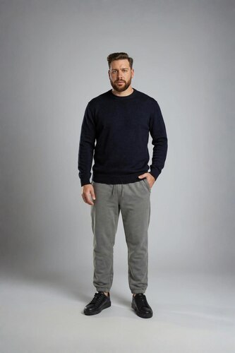 Men Grey Plus Size Elastic Waist Sweatpants