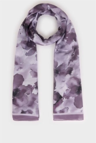 Kadın Lila Kadın Çiçekli Tesettür Şal