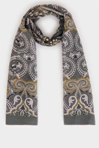 Kadın Haki Kadın Çiçekli Tesettür Şal