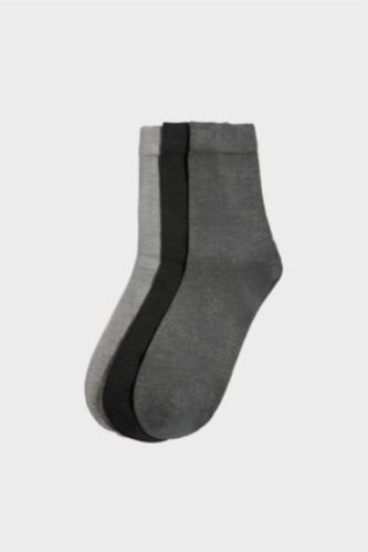 رجالي رمادي شرابات طويلة رجالي بامبو - 3 قطع