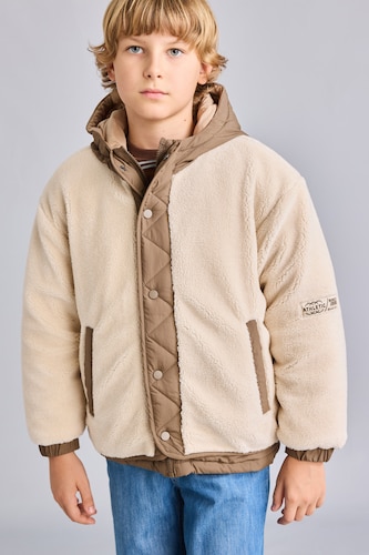 Young Boys - Teen Boys Ecru Boy Hooded Puffer Jacket
