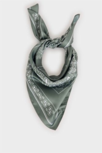 Woman Dark Petrol Woman Paisley Patterned Shawl