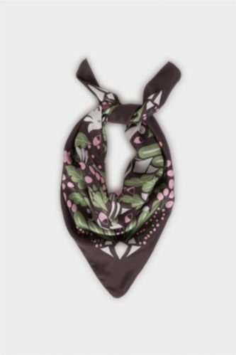Woman Dark Brown Woman Floral Foulard