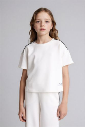 Kız Çocuk - Genç Kız Beyaz Modal Tişört Kız Çocuk