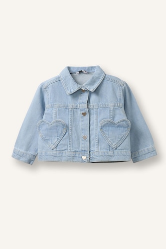 Baby Girl Heart Pocket Denim Jacket