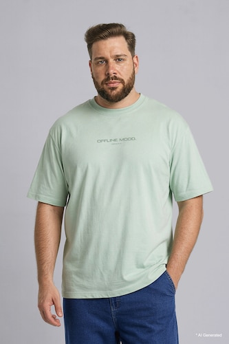Men Mint Plus Size Boxy Fit Printed T-Shirt