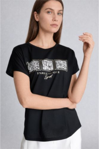Women Black Short Sleeve T-Shirt