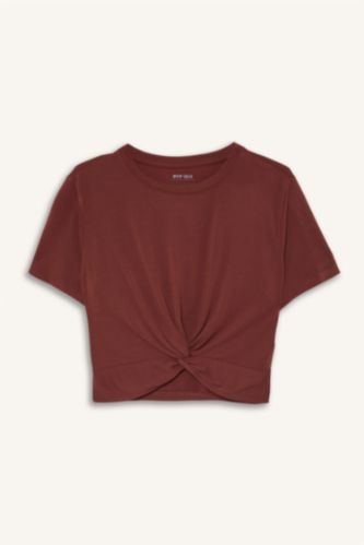 Women Bordeaux Crop modal Short Sleeve T-Shirt