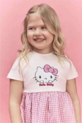 Kız Bebek Ekru Hello Kıtty Fitilli Kaşkorse Elbise Kız Bebek