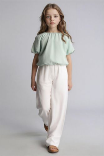 Kız Çocuk - Genç Kız Mint Kısa Kollu Bluz