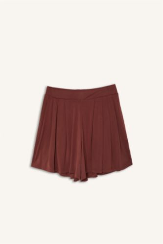 Kadın Bordo Standart Fit Kısa Paça Modal Şort