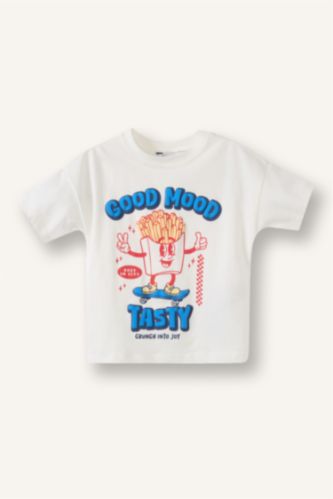 BÉBÉ GARÇON Écru T-shirt oversize imprimé Puff à manches courtes pour bébé garçon