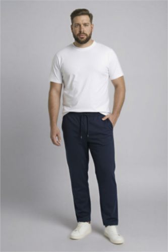 رجالي كحلي بنطلون سويت بانتس مقاس كبير وخصر مطاطي