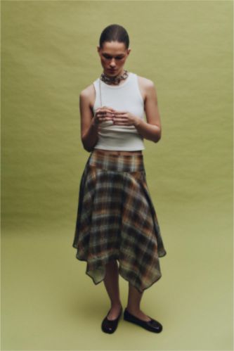 Женщины Хаки Юбка со средней талией с принтом из модала для женщин