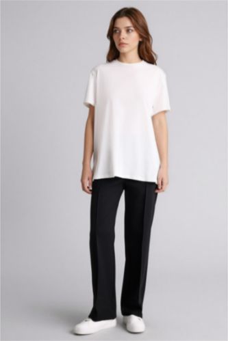 نساء أسود بنطرون وايد ليج برجل واسع