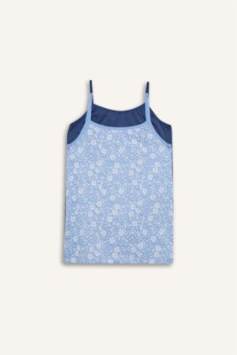 Kız Çocuk - Genç Kız Mavi Kalp desenli 2'Li Atlet Kız Çocuk