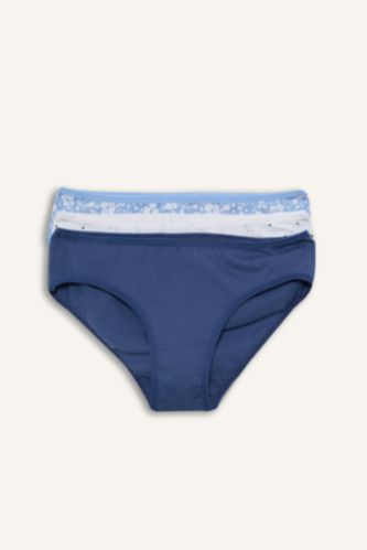 Girls & Teens Blue كلوت مضلع سليب بطبعة قلب - 3 قطع