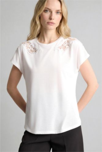 Kadın Ekru Regular Fit Kısa kollu Tişört