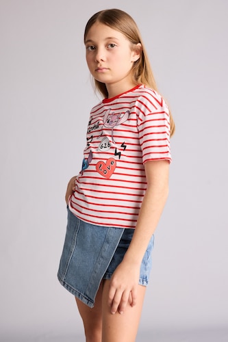 GIRLS & TEENS Red Relax Fit Lilo & Stitch Licensed Short Sleeve T-Shirt