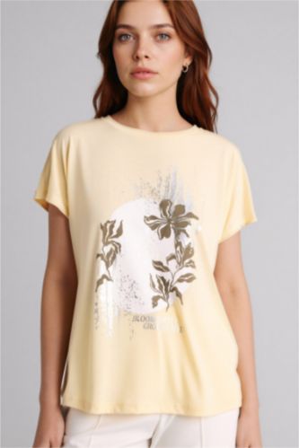 Woman Beige Woman Short Sleeve T-Shirt