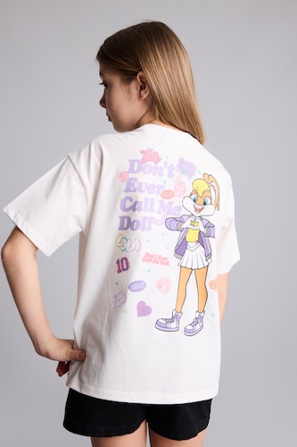 Young Girls - Teen Girls Ecru Girl Looney Tunes Oversize T-Shirt