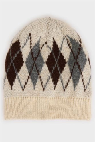 Kadın Bej Kadın Baklava Desenli Bere