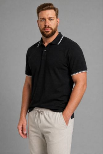 MAN Black Regular Fit Plus Size Polo T-Shirt