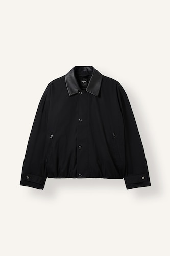 Veste 100% coton à col en cuir