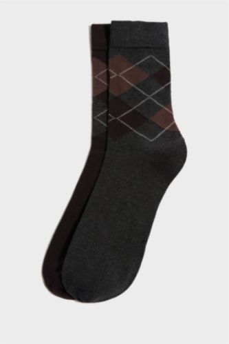 MAN Brown Man Seamless 2 Piece Cotton Long Socks