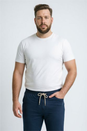 Erkek Kırık Beyaz Regular Fıt Kısa Kollu Tişört