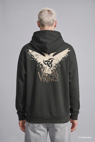 HOMME Anthracite Sweatshirt boxy imprimé Vikings Valhalla